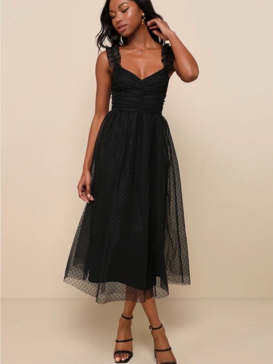 Lulus Dresses & Skirts - Lulu's Forever celebrated Polka Dot Midi Tulle Dress with Ruffle Straps